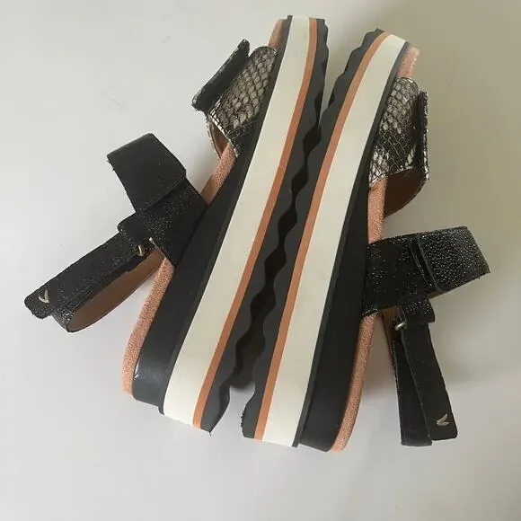 Vionic 'Brielle Ray' SZ 6.5 Snake Embossed Leather Comfort Sandal Black - Picture 6 of 7